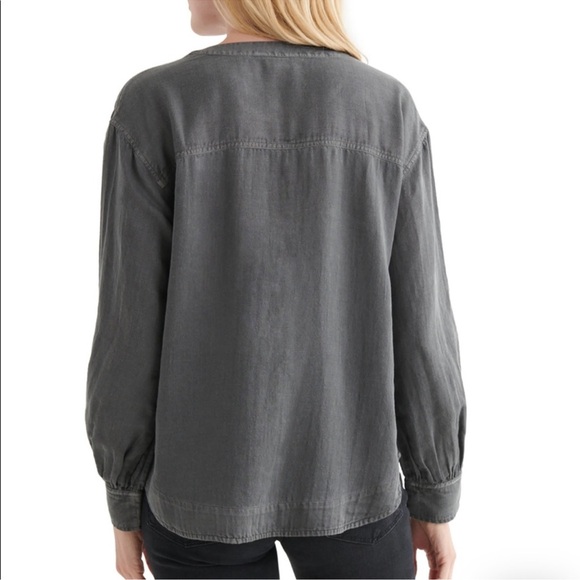 Lucky Brand Women’s Utility Pocket Button Up Shirt Gray Size Large - Picture 2 of 8